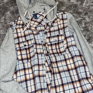 Flannel jacket w/ hoodie